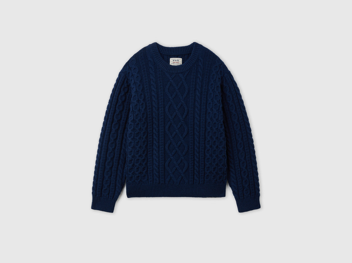 Maglia a trecce in misto lana