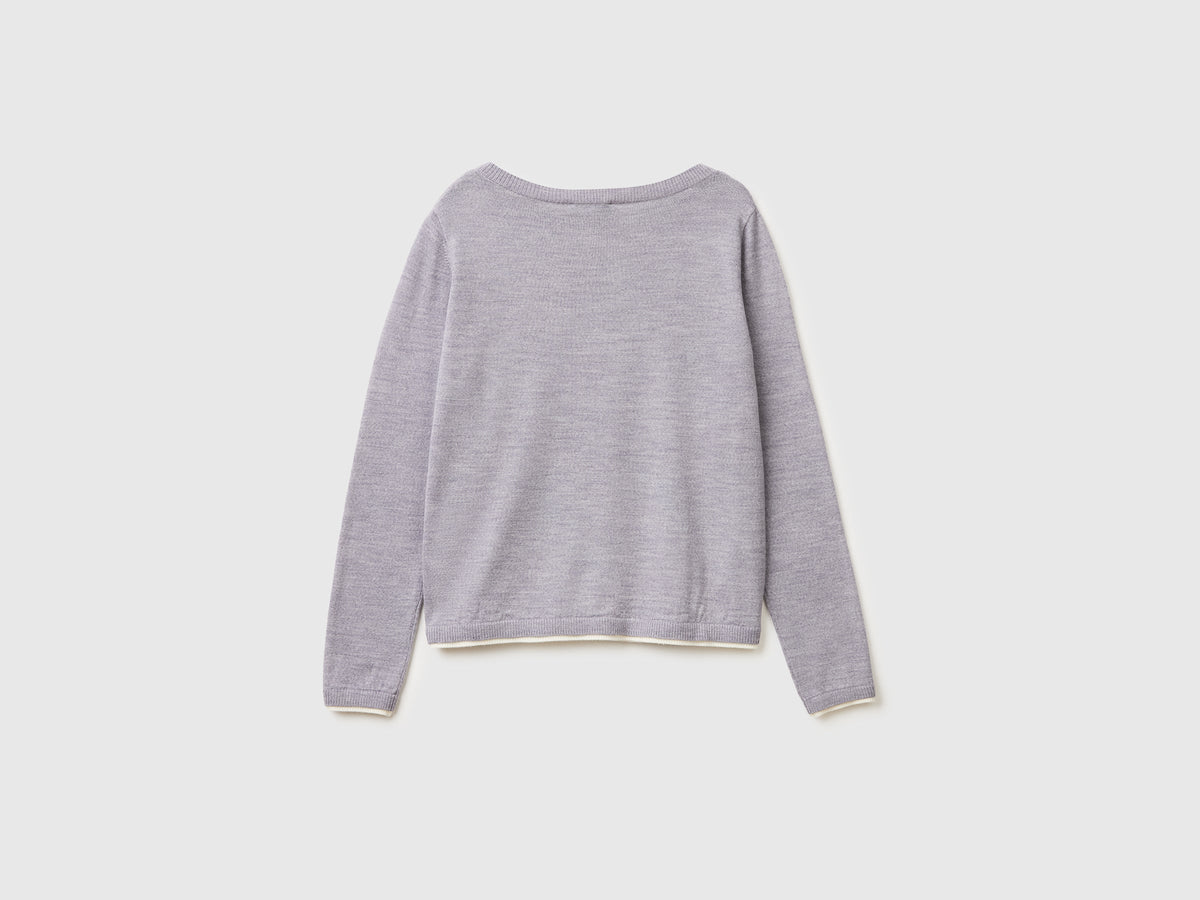 Maglia scollo a barchetta 100% lana Merino