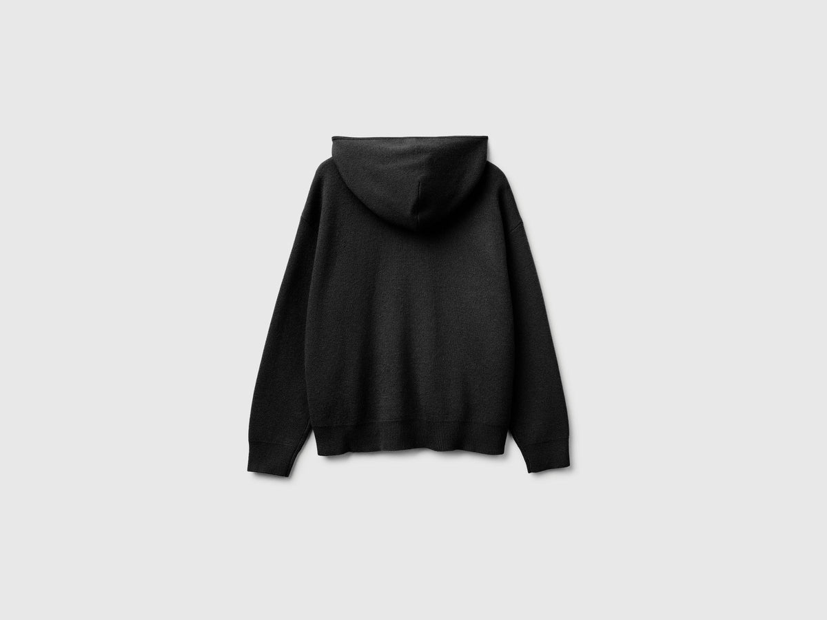 Maglia con zip e cappuccio in misto lana e cashmere