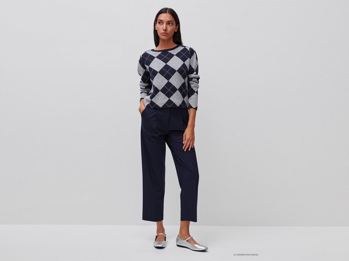 Pantaloni gessati carrot fit