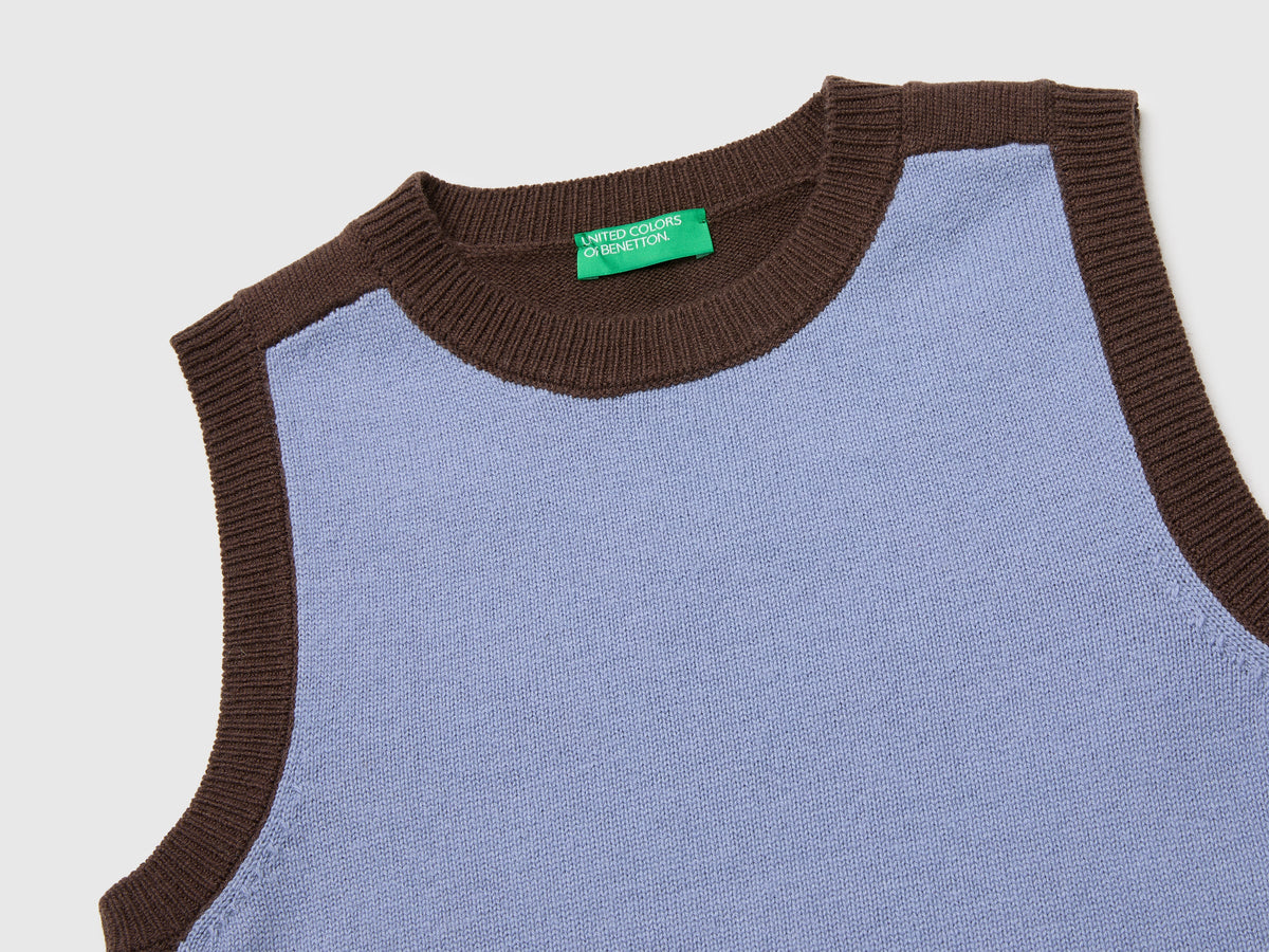 Gilet in maglia color block 100% lana