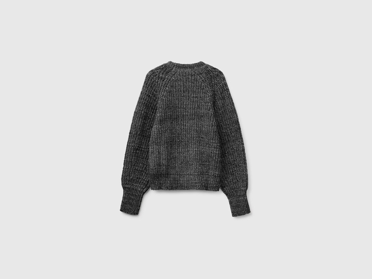 Maglia mélange in misto cotone e lana