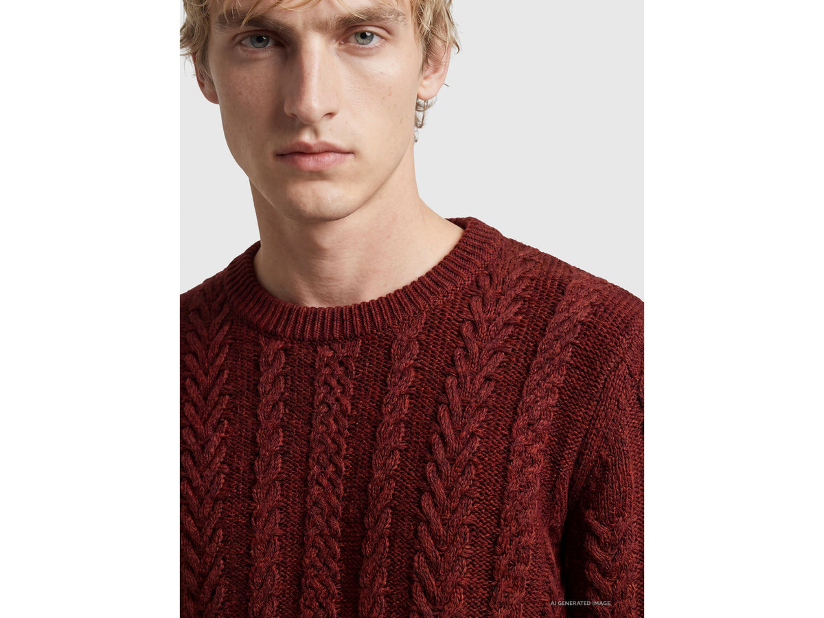 Maglione a trecce 100% lana