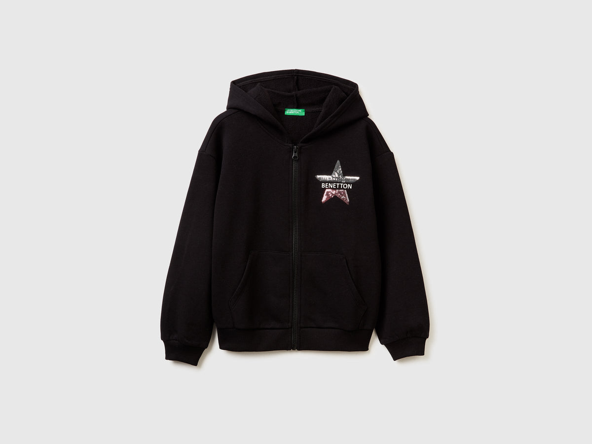 Felpa con zip e paillettes