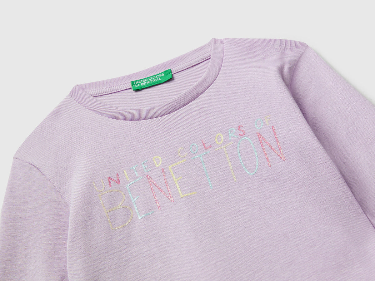 T-shirt con logo glitter in cotone