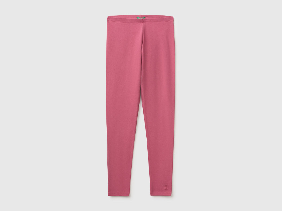 Leggings in cotone stretch con logo