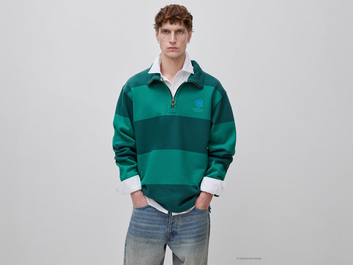 Felpa a righe Benetton Rugby 100% cotone