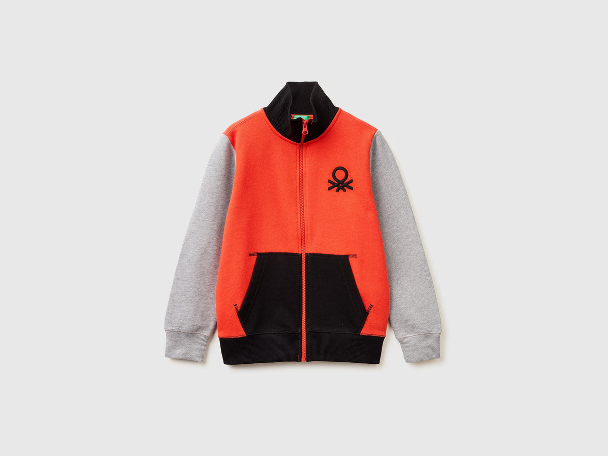 Felpa con zip in puro cotone