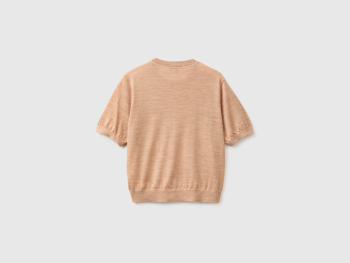 Maglia manica corta in pura lana Merino