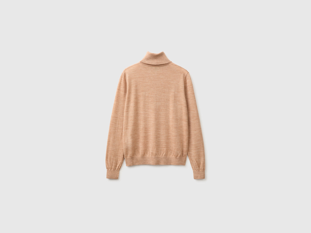 Maglia collo alto in pura lana Merino