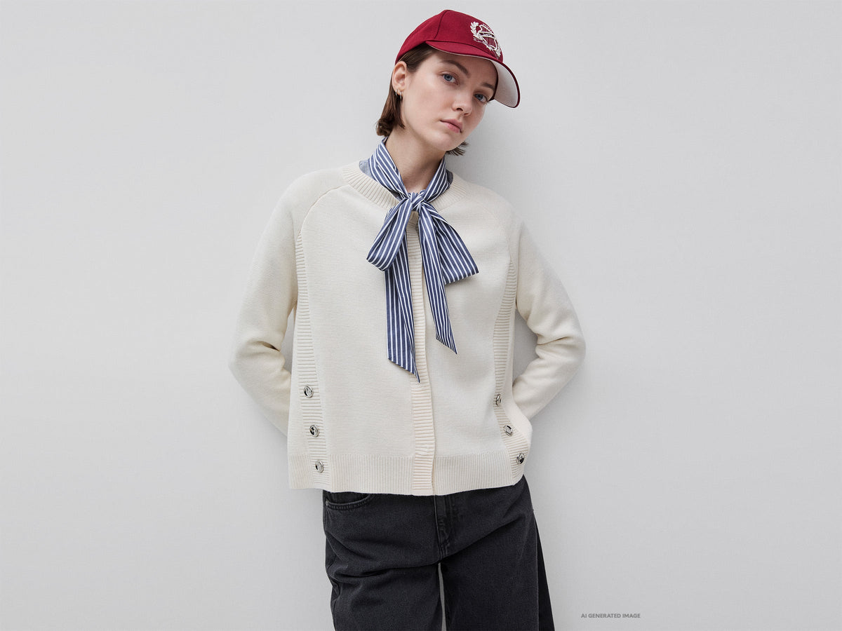 Cardigan lavorato con bottoni