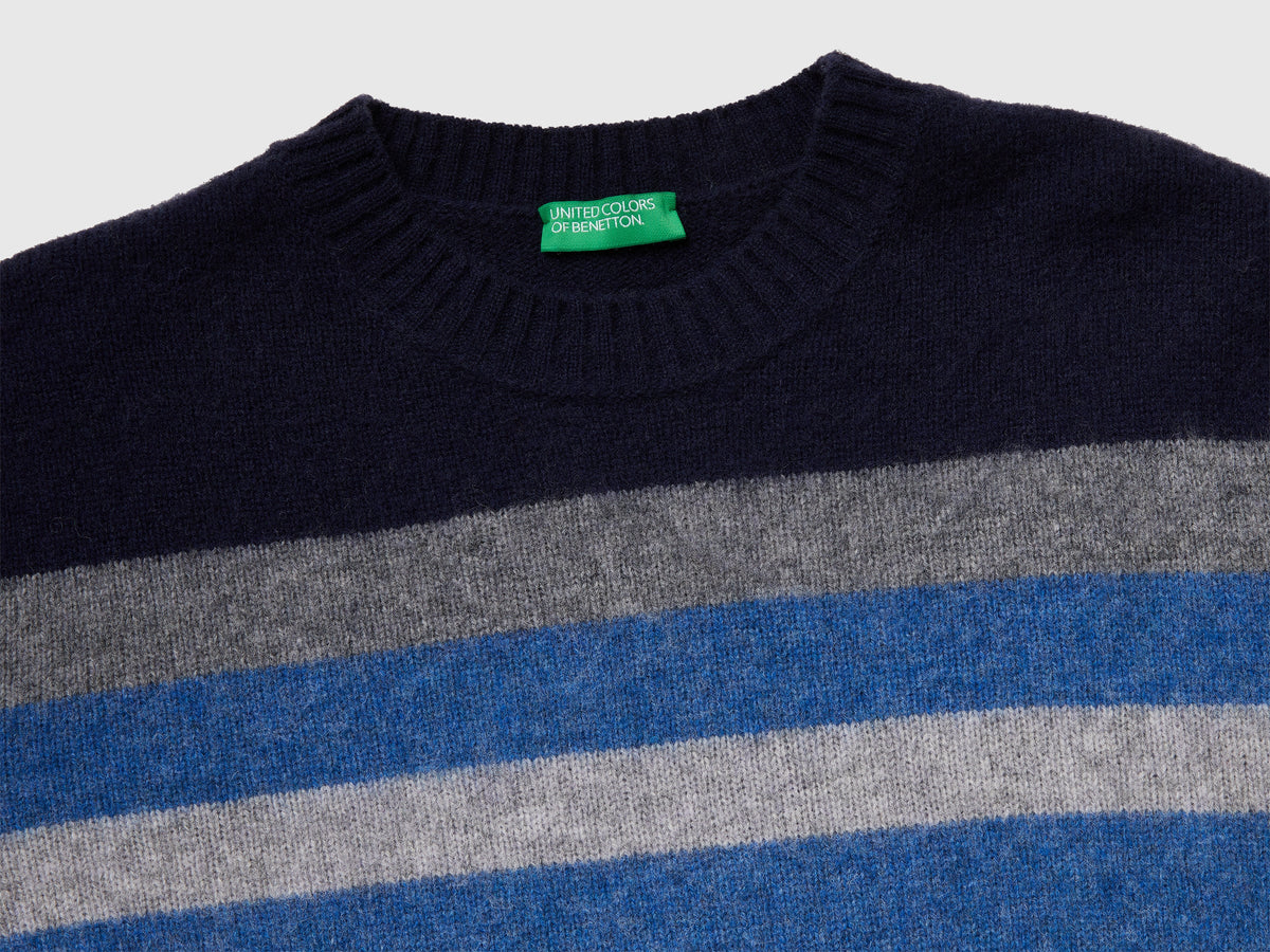 Maglia a righe in lana Shetland