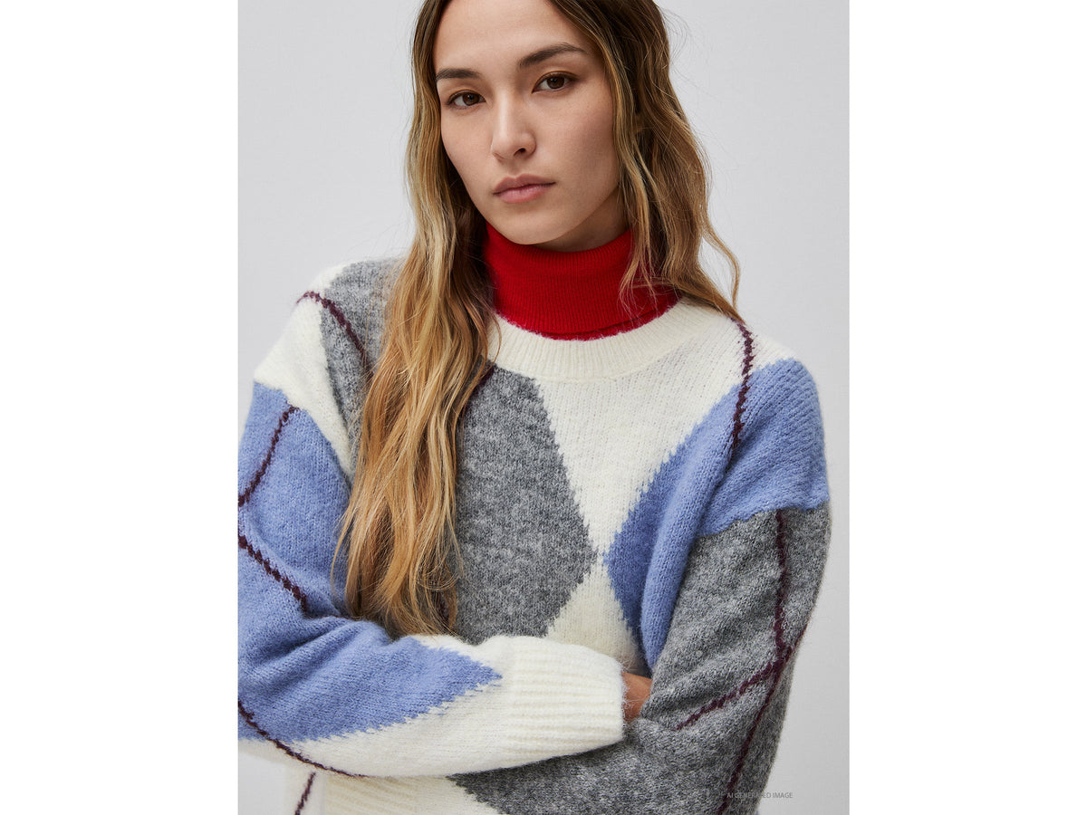 Maglia over con rombi in misto lana