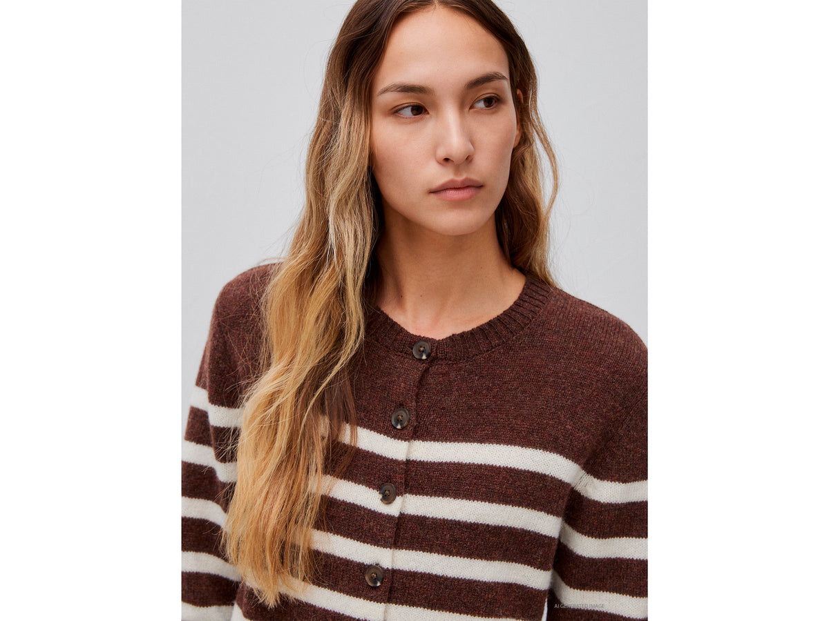 Cardigan a righe 100% lana Shetland