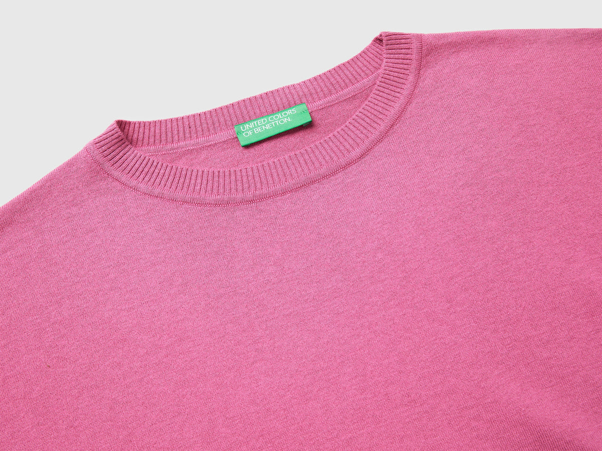 Maglia girocollo in cotone e lana