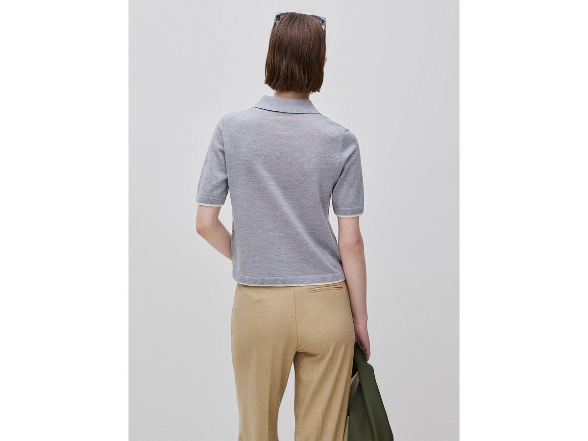 Maglia a polo 100% lana Merino