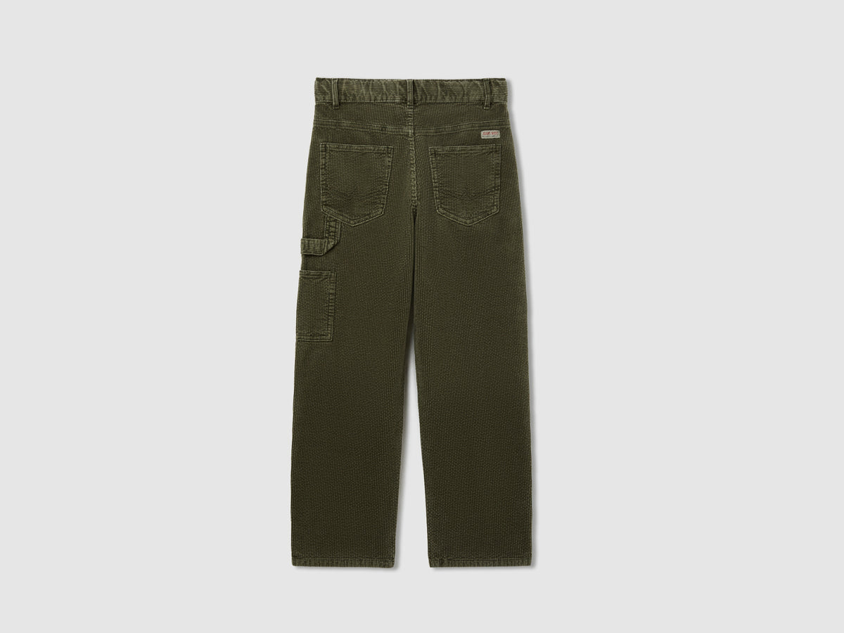 Pantaloni stile carpenter in velluto a costine