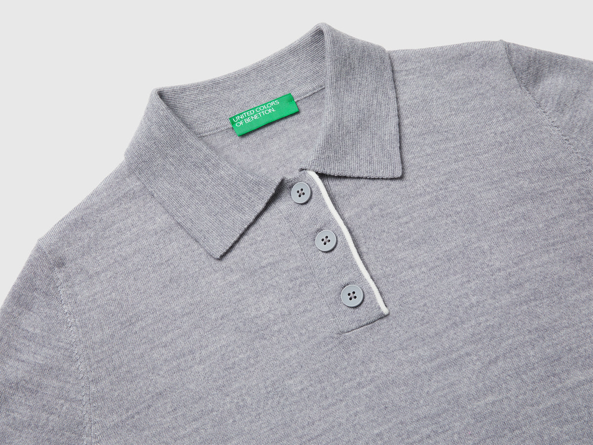 Maglia a polo 100% lana Merino