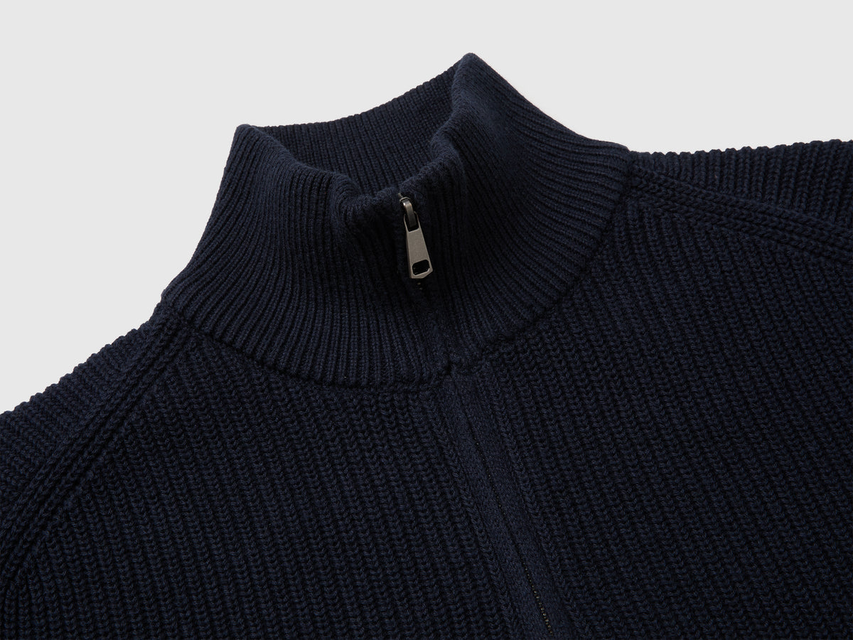 Maglia con mezza zip in misto lana