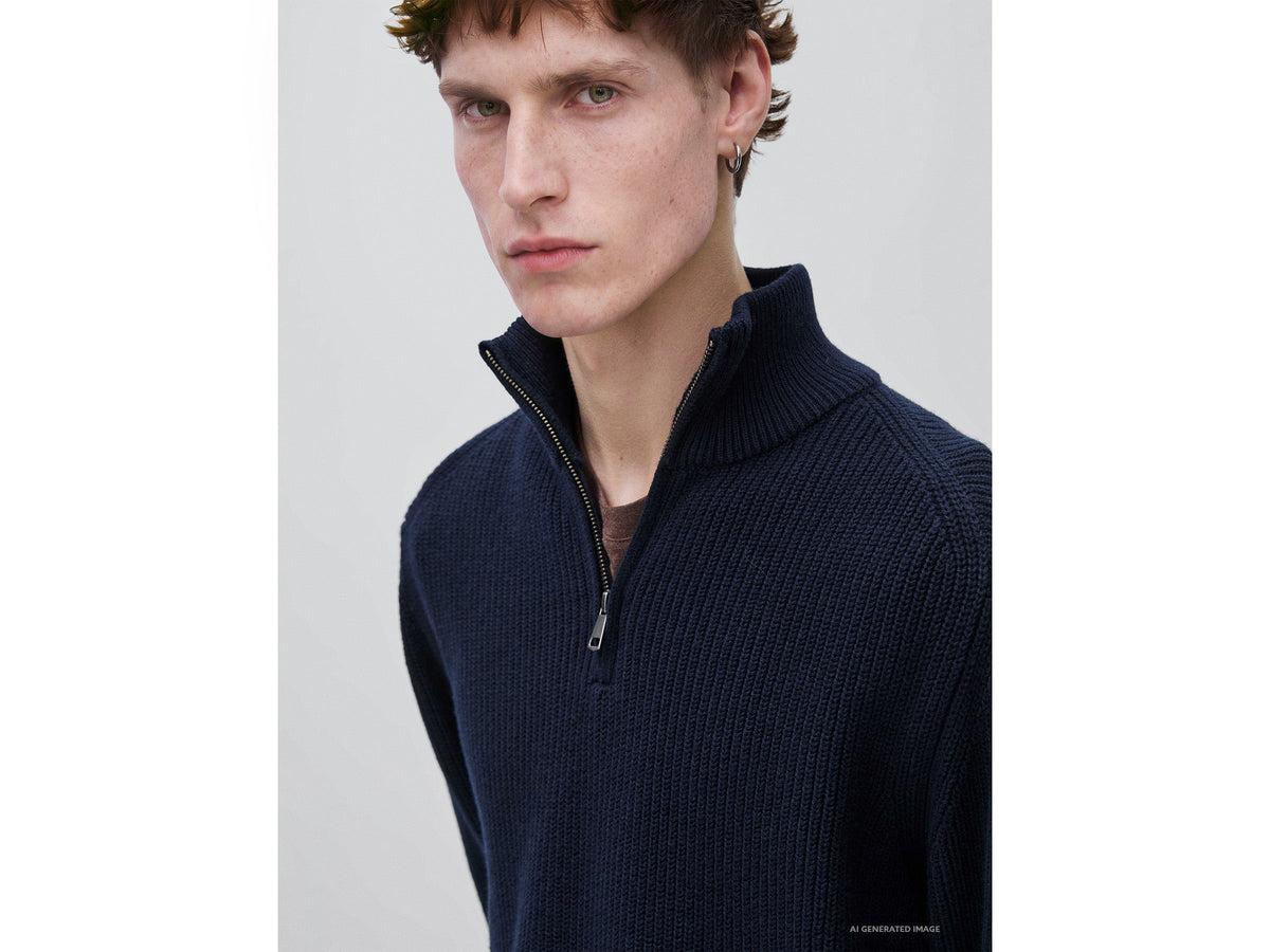 Maglia con mezza zip in misto lana
