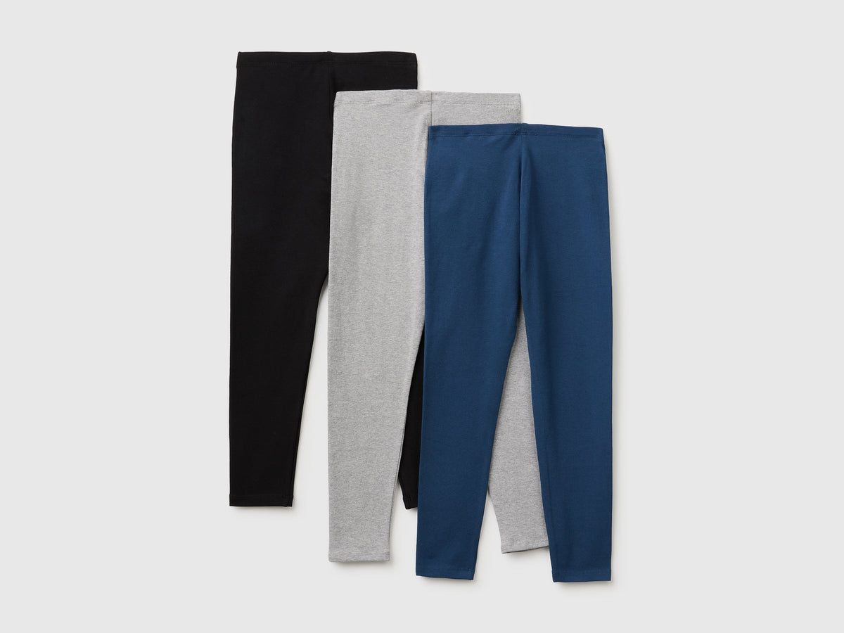 Tre leggings in cotone stretch