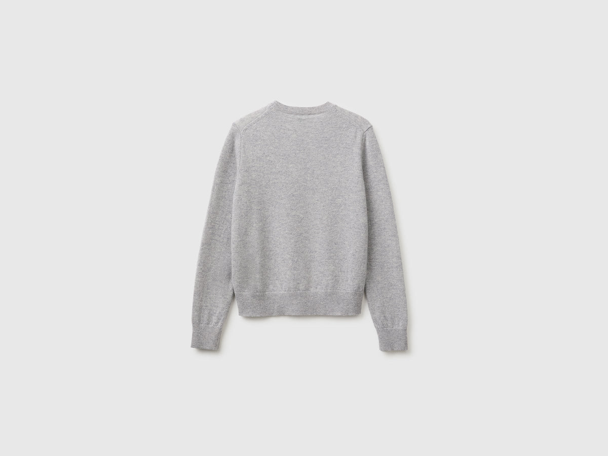 Maglioncino grigio chiaro in puro cashmere