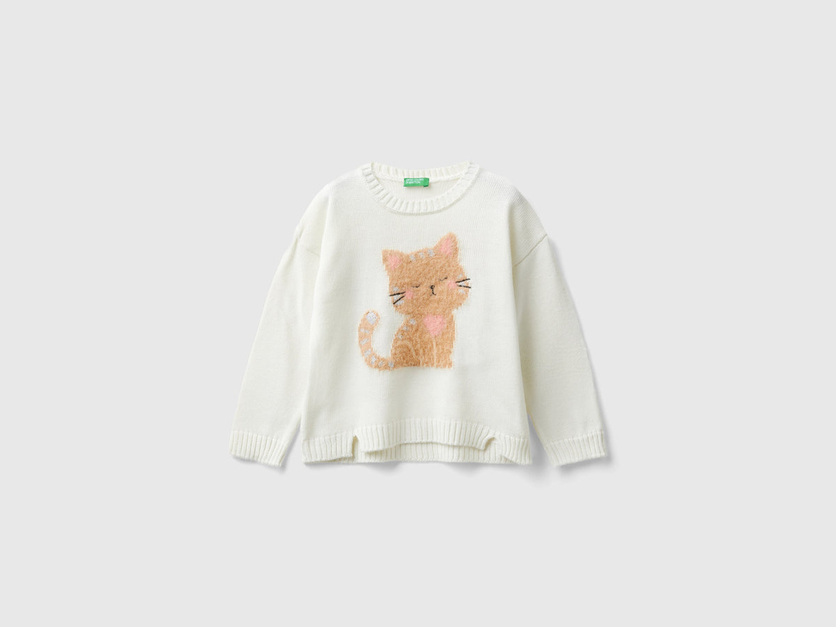 Maglioncino con intarsio gatto