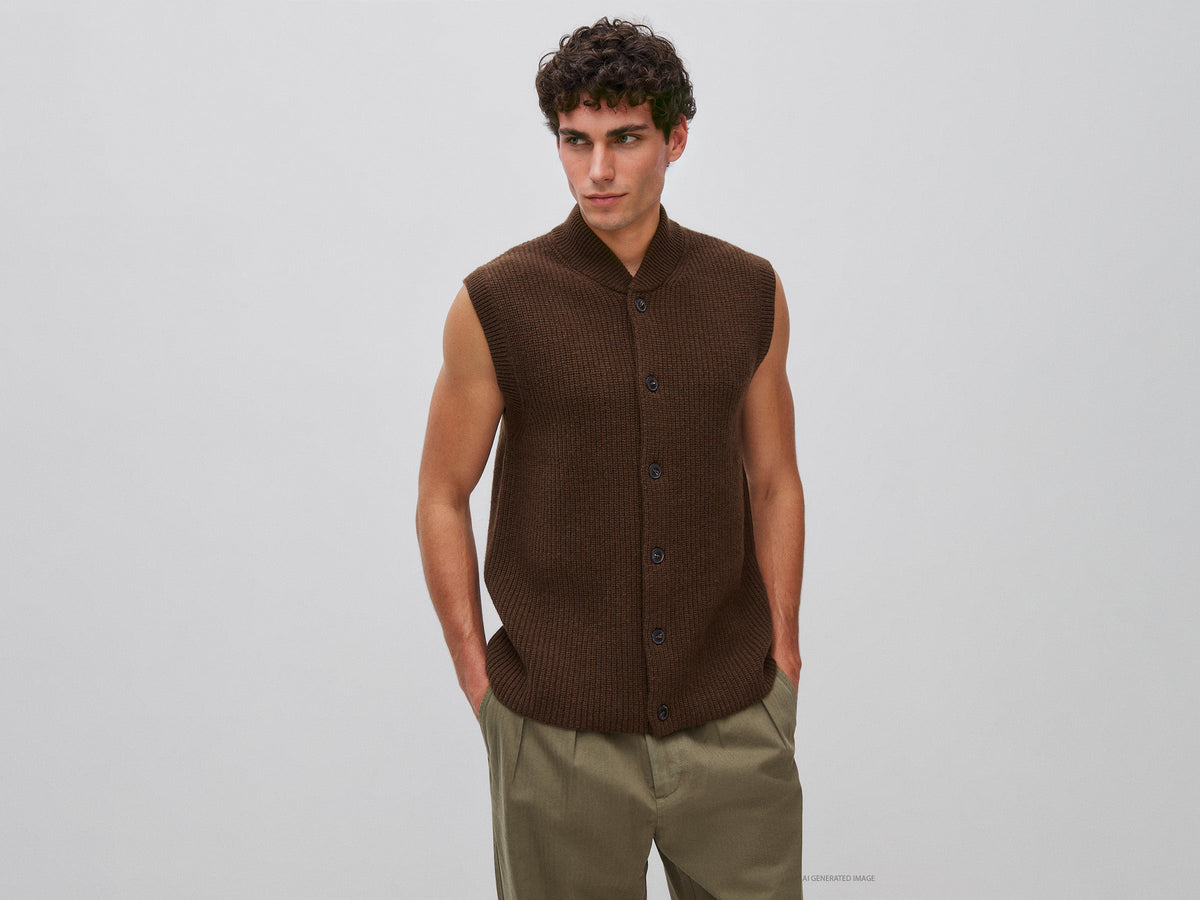 Gilet con bottoni in misto lana