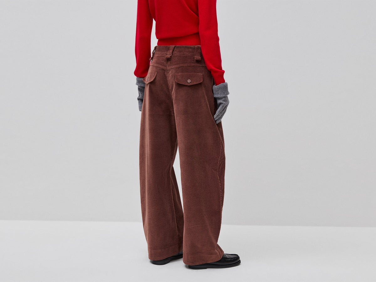 Pantaloni barrel fit in velluto a costine