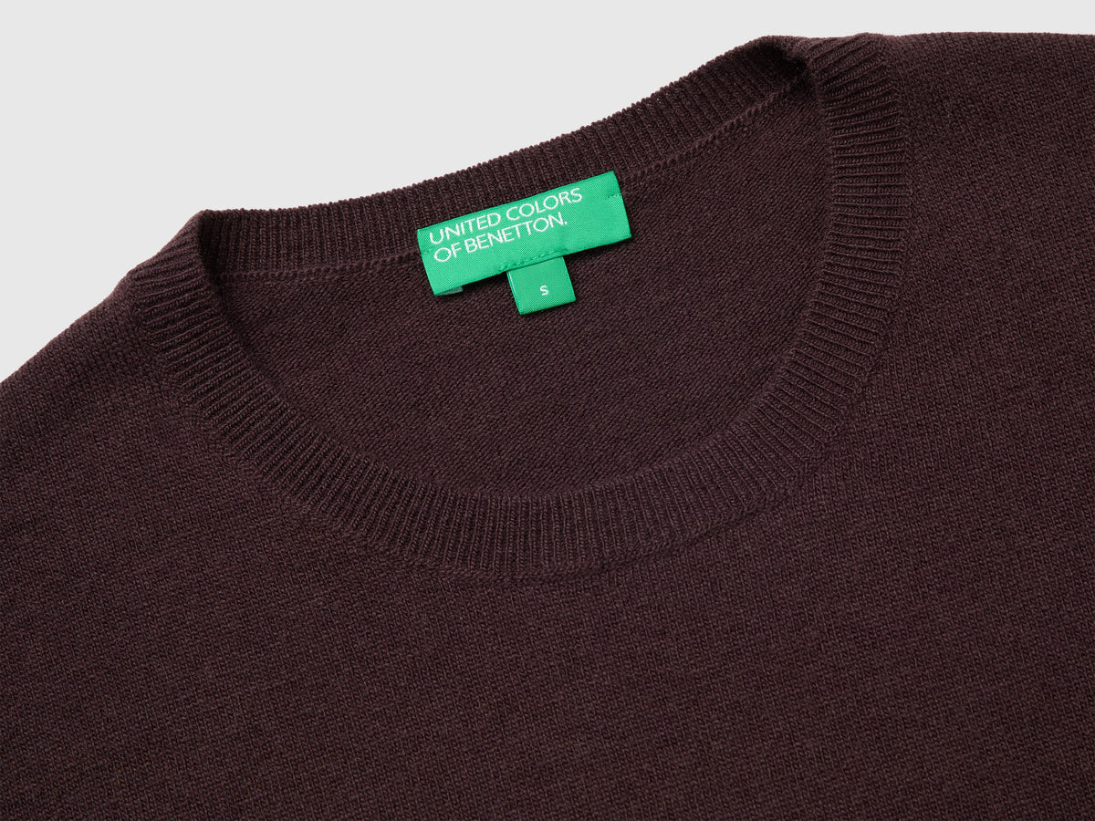 Maglia manica corta cioccolato in pura lana Merino