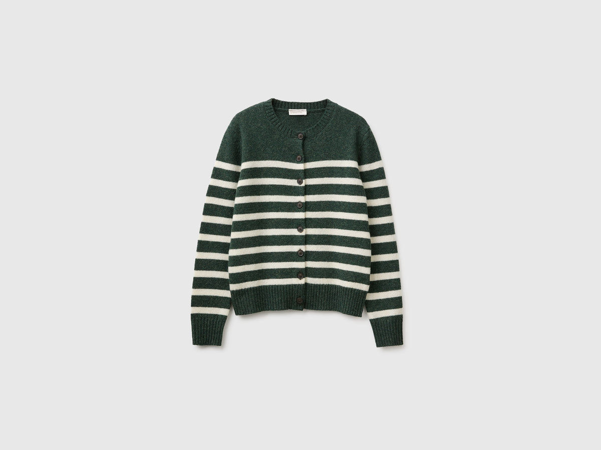 Cardigan a righe 100% lana Shetland