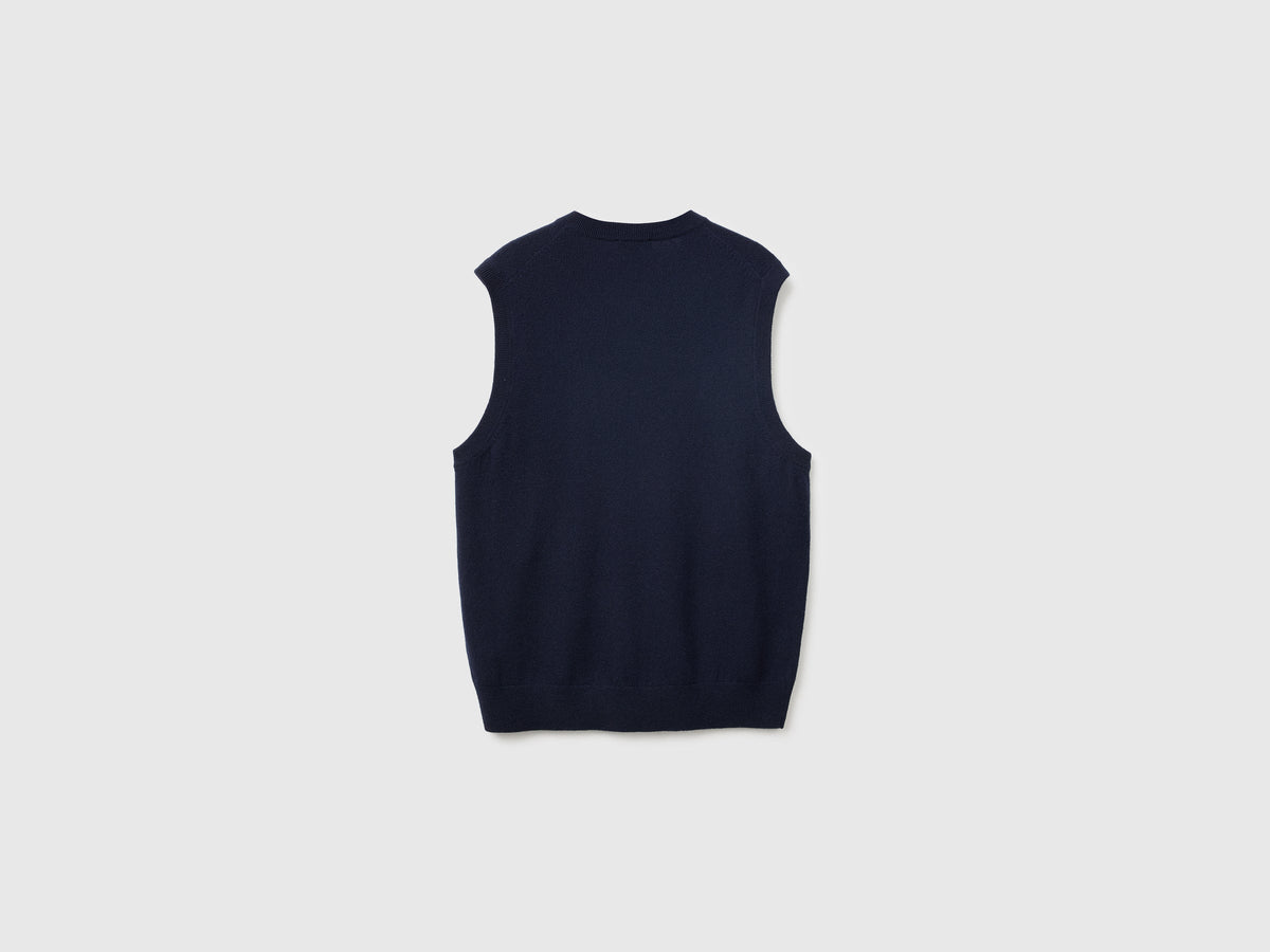 Gilet blu notte in pura lana Merino