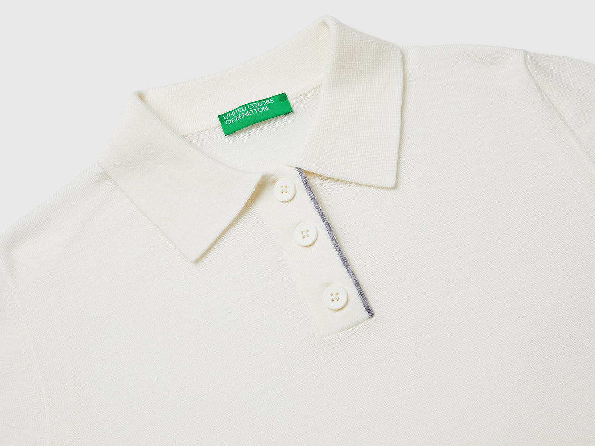 Maglia a polo 100% lana Merino