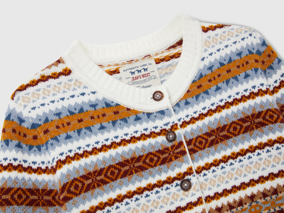 Cardigan jacquard in misto lana