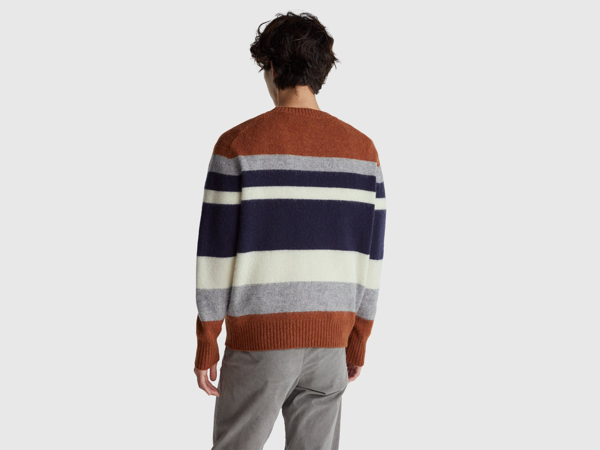 Maglia a righe in lana Shetland