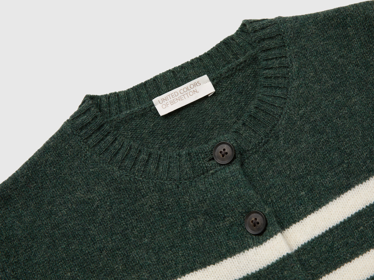 Cardigan a righe 100% lana Shetland