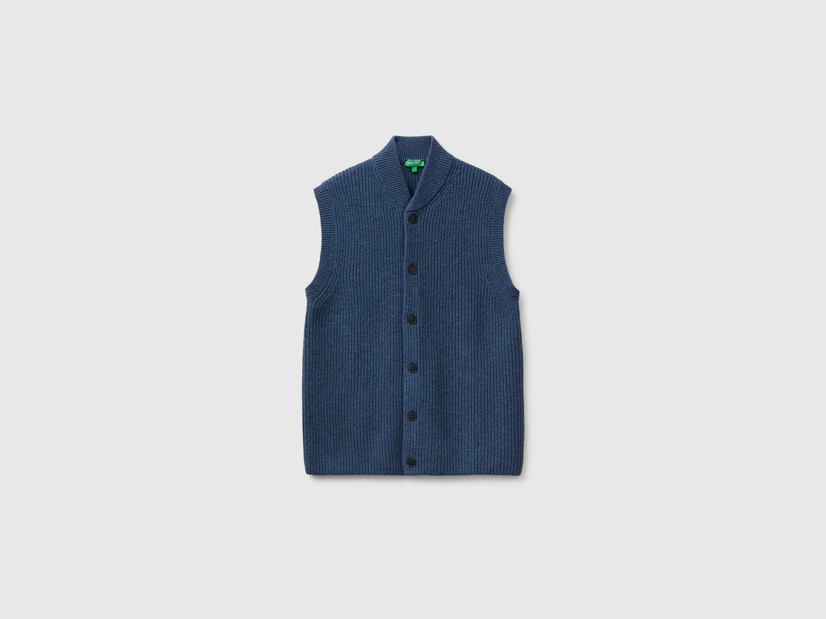 Gilet con bottoni in misto lana