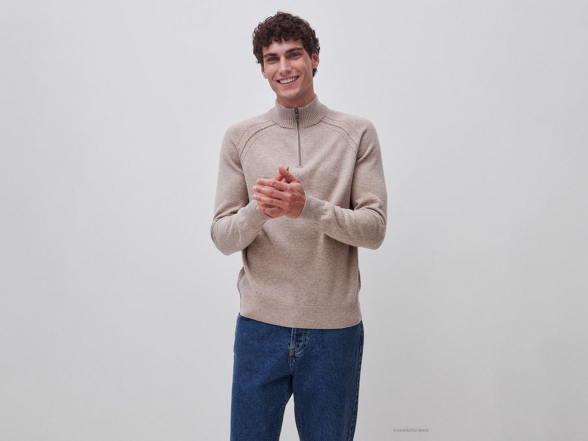 Maglia zippata 100% lana Merino