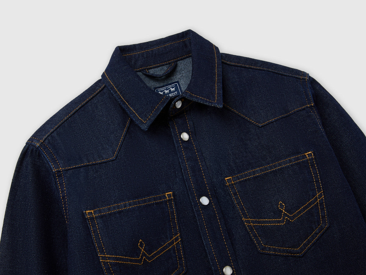 Camicia western di jeans scuro