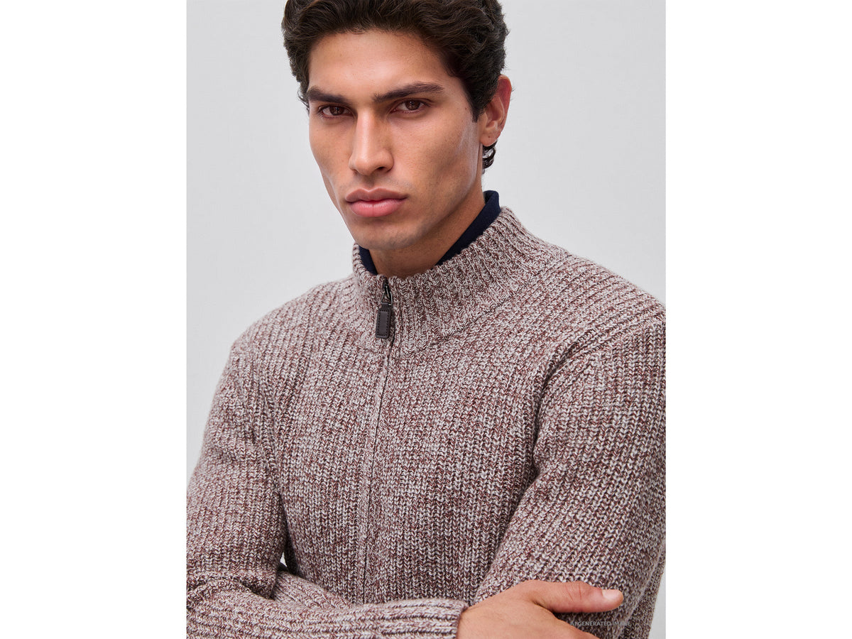 Cardigan con zip in misto lana