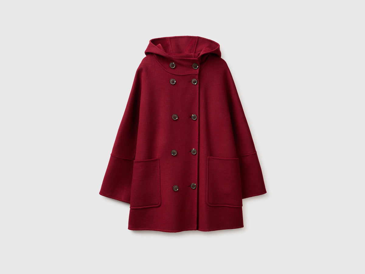 Cappotto doppiopetto con cappuccio