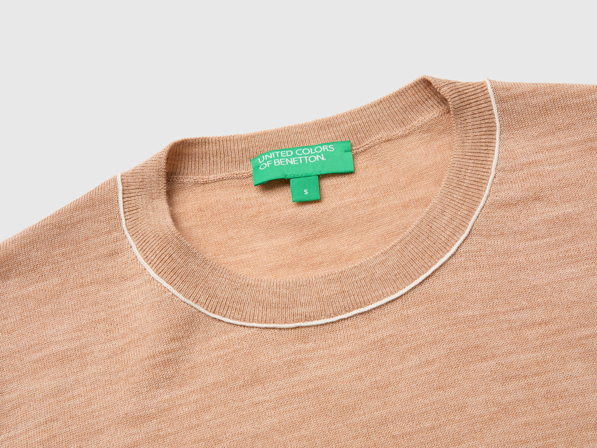 Maglia manica corta in pura lana Merino