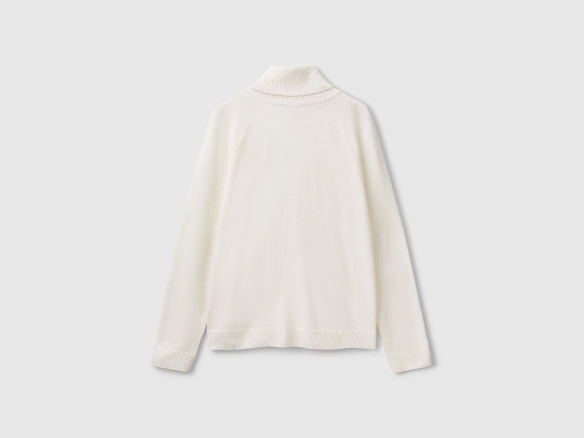 Maglione dolcevita panna in misto lana e cashmere