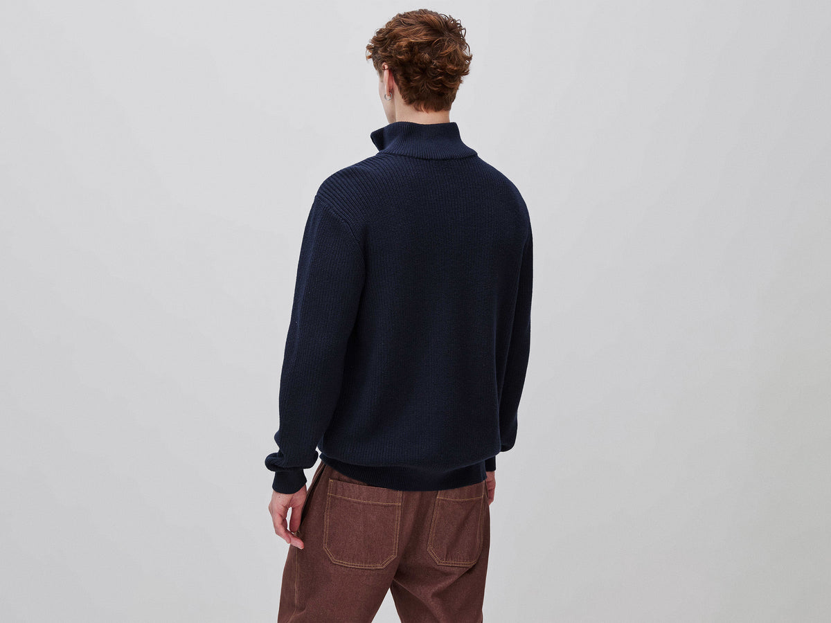 Maglia con mezza zip in misto lana