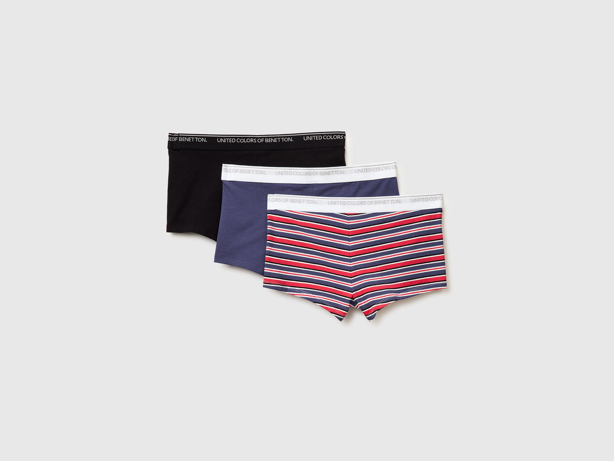 Tre boxer in cotone bio stretch
