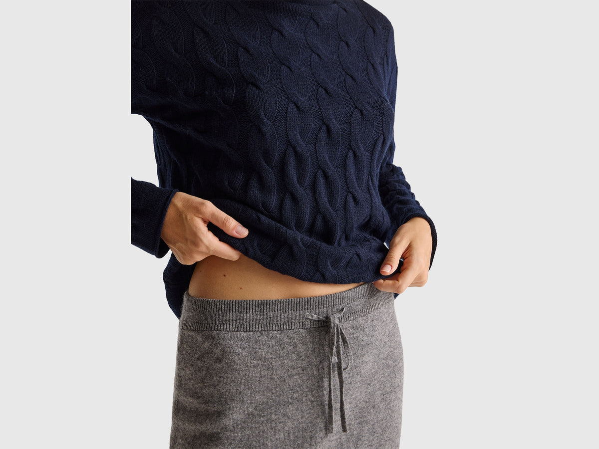 Maglia con trecce in misto cashmere