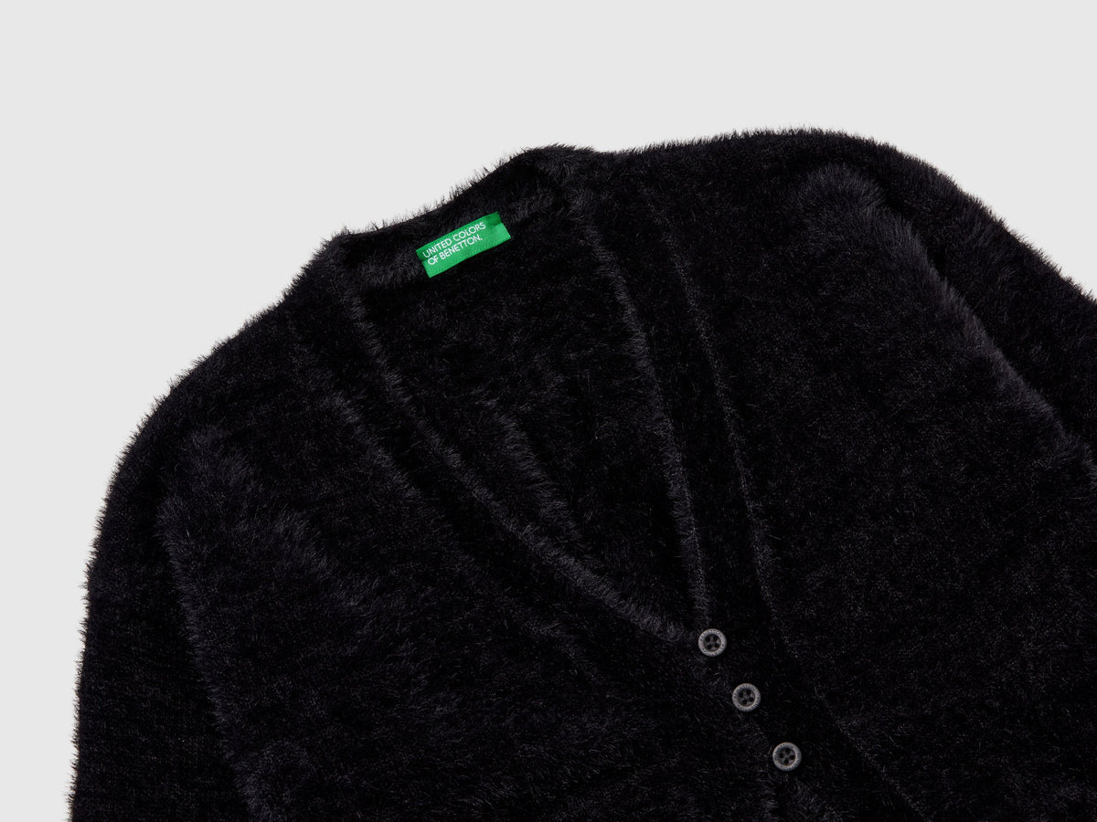 Cardigan in filato peloso