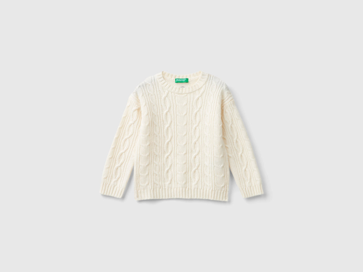 Maglia con trecce in misto lana