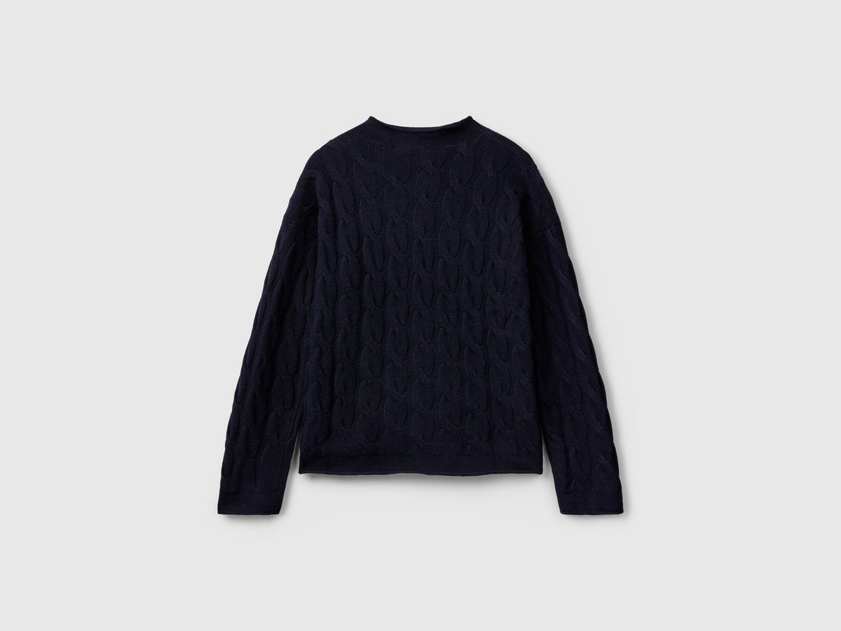 Maglia con trecce in misto cashmere