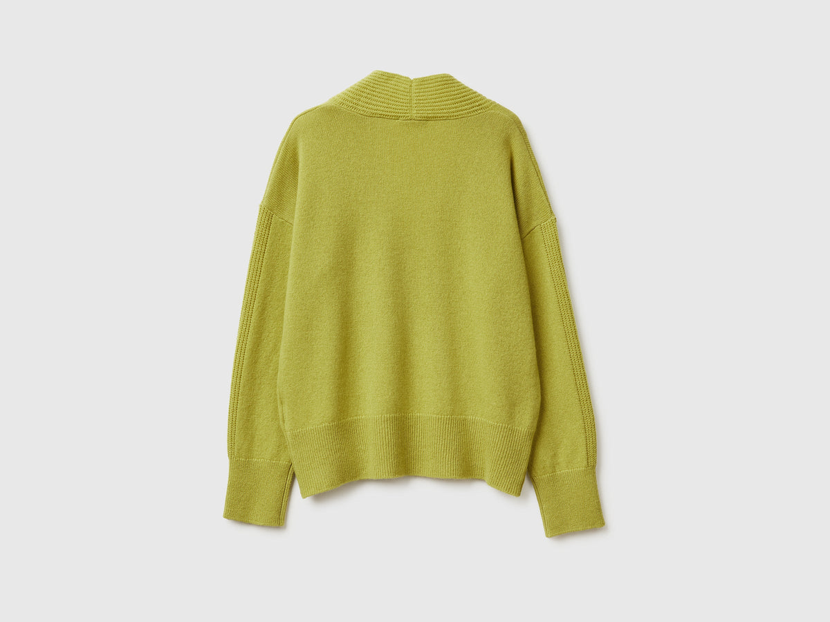 Maglione scollo a V 100% lana